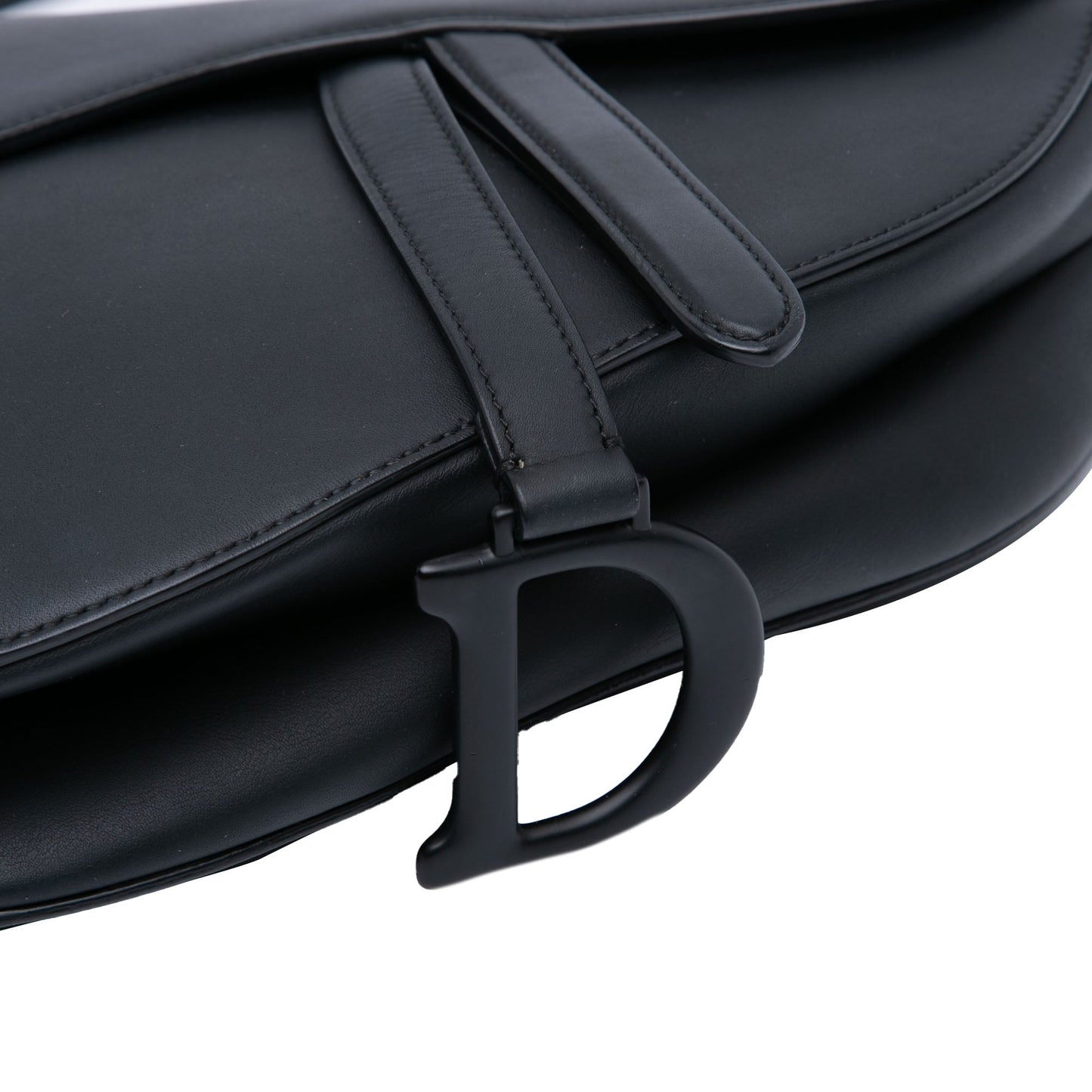 Second hand Dior Saddle Grained Calfskin Leather No Strap Handbag Black - Tabita Bags