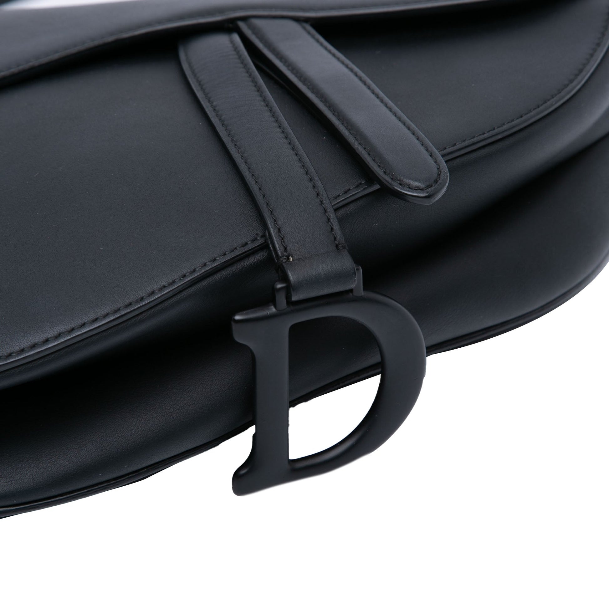 Second hand Dior Saddle Grained Calfskin Leather No Strap Handbag Black - Tabita Bags