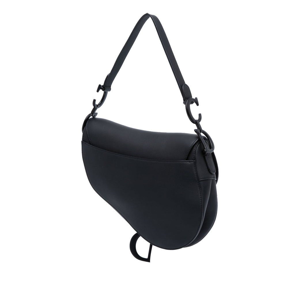 Second hand Dior Saddle Grained Calfskin Leather No Strap Handbag Black - Tabita Bags