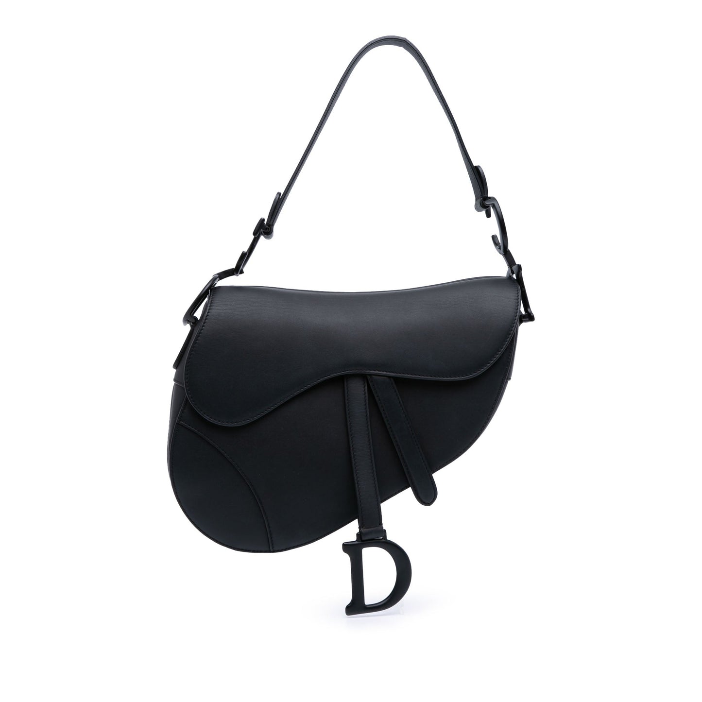 Second hand Dior Saddle Grained Calfskin Leather No Strap Handbag Black - Tabita Bags