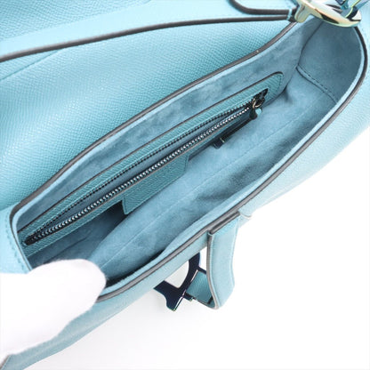 Second hand Dior Saddle Grained Calfskin Leather No Strap Handbag Blue - Tabita Bags