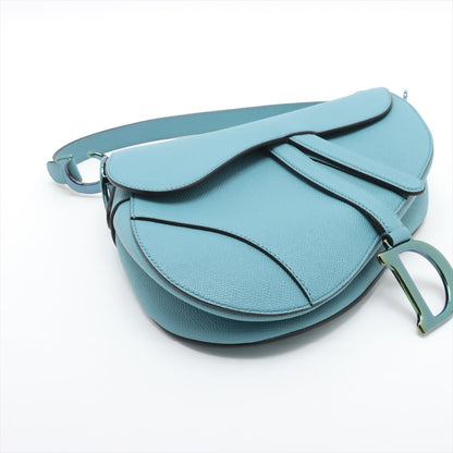 Second hand Dior Saddle Grained Calfskin Leather No Strap Handbag Blue - Tabita Bags