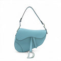Second hand Dior Saddle Grained Calfskin Leather No Strap Handbag Blue - Tabita Bags
