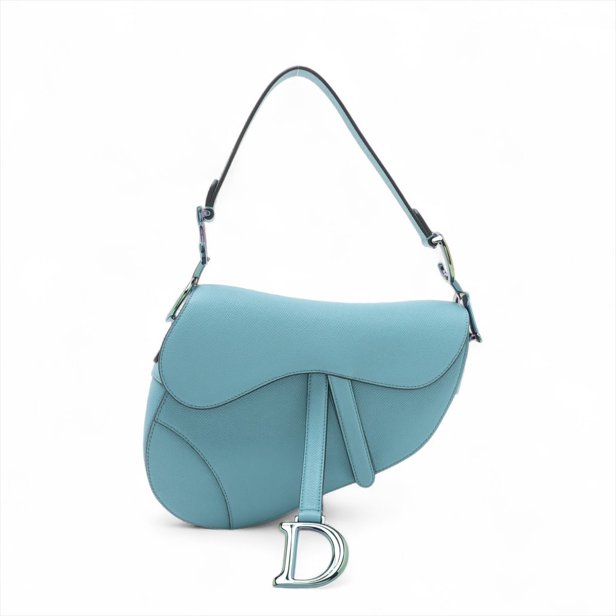 Second hand Dior Saddle Grained Calfskin Leather No Strap Handbag Blue - Tabita Bags