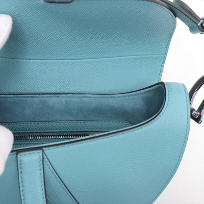 Second hand Dior Saddle Grained Calfskin Leather No Strap Handbag Blue - Tabita Bags