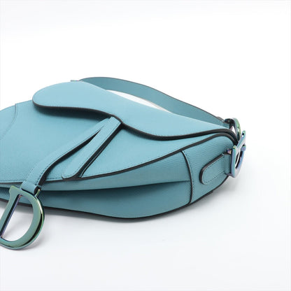 Second hand Dior Saddle Grained Calfskin Leather No Strap Handbag Blue - Tabita Bags