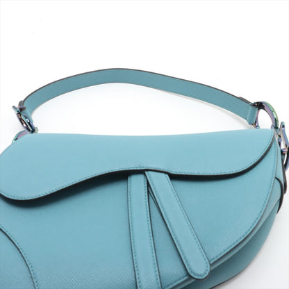 Second hand Dior Saddle Grained Calfskin Leather No Strap Handbag Blue - Tabita Bags