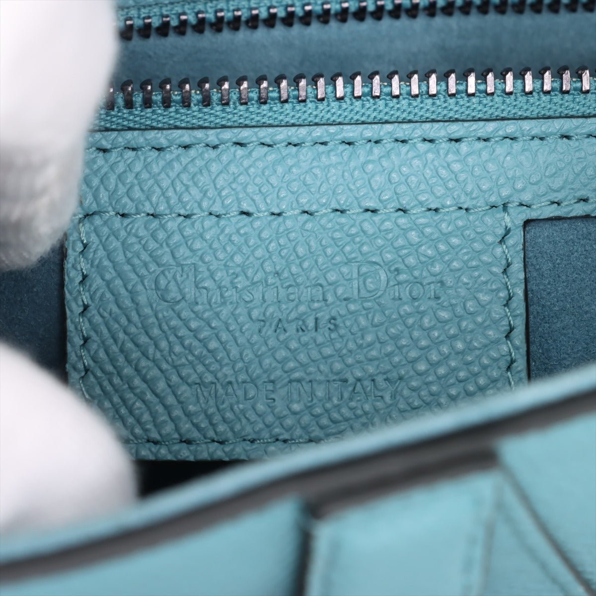 Second hand Dior Saddle Grained Calfskin Leather No Strap Handbag Blue - Tabita Bags