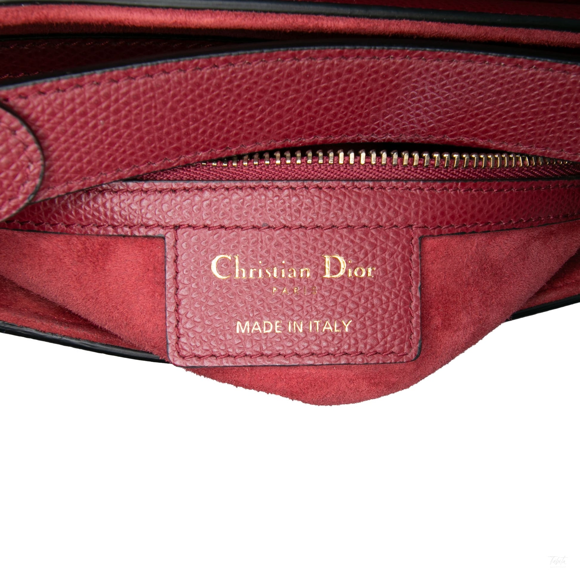 Second hand Dior Saddle Grained Calfskin Leather No Strap Handbag Red - Tabita Bags