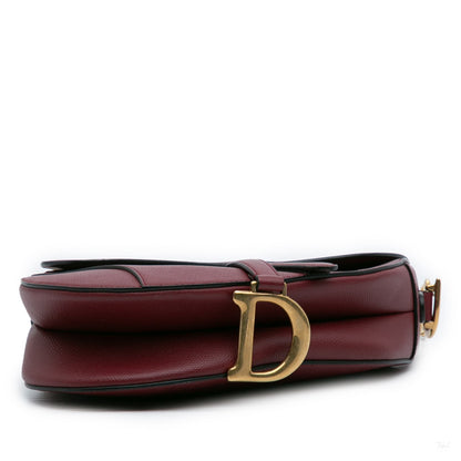 Second hand Dior Saddle Grained Calfskin Leather No Strap Handbag Red - Tabita Bags