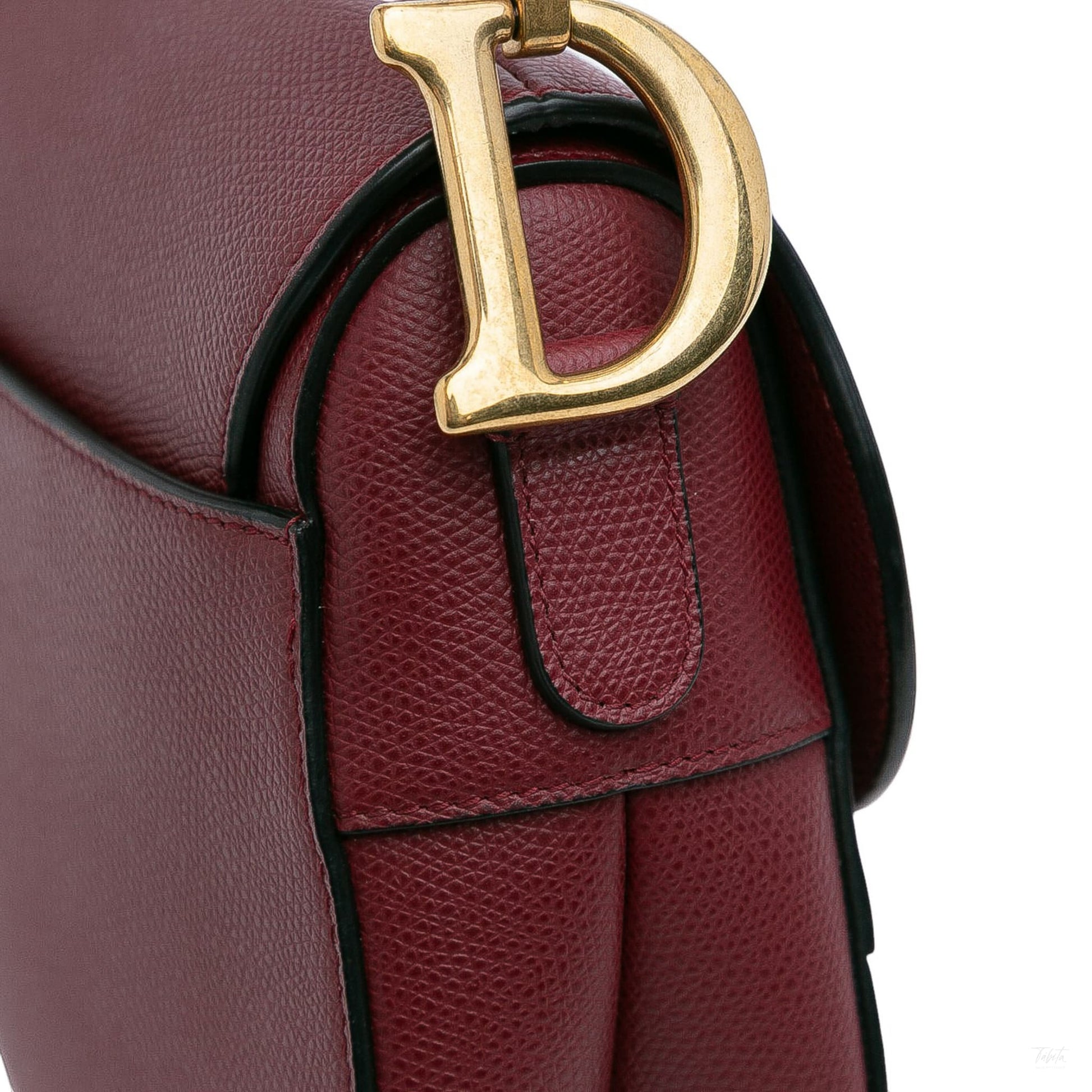 Second hand Dior Saddle Grained Calfskin Leather No Strap Handbag Red - Tabita Bags