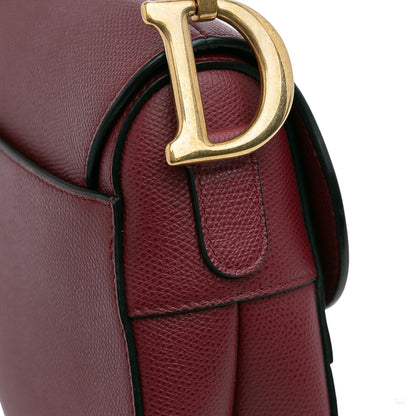 Second hand Dior Saddle Grained Calfskin Leather No Strap Handbag Red - Tabita Bags