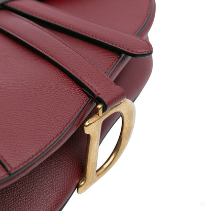 Second hand Dior Saddle Grained Calfskin Leather No Strap Handbag Red - Tabita Bags