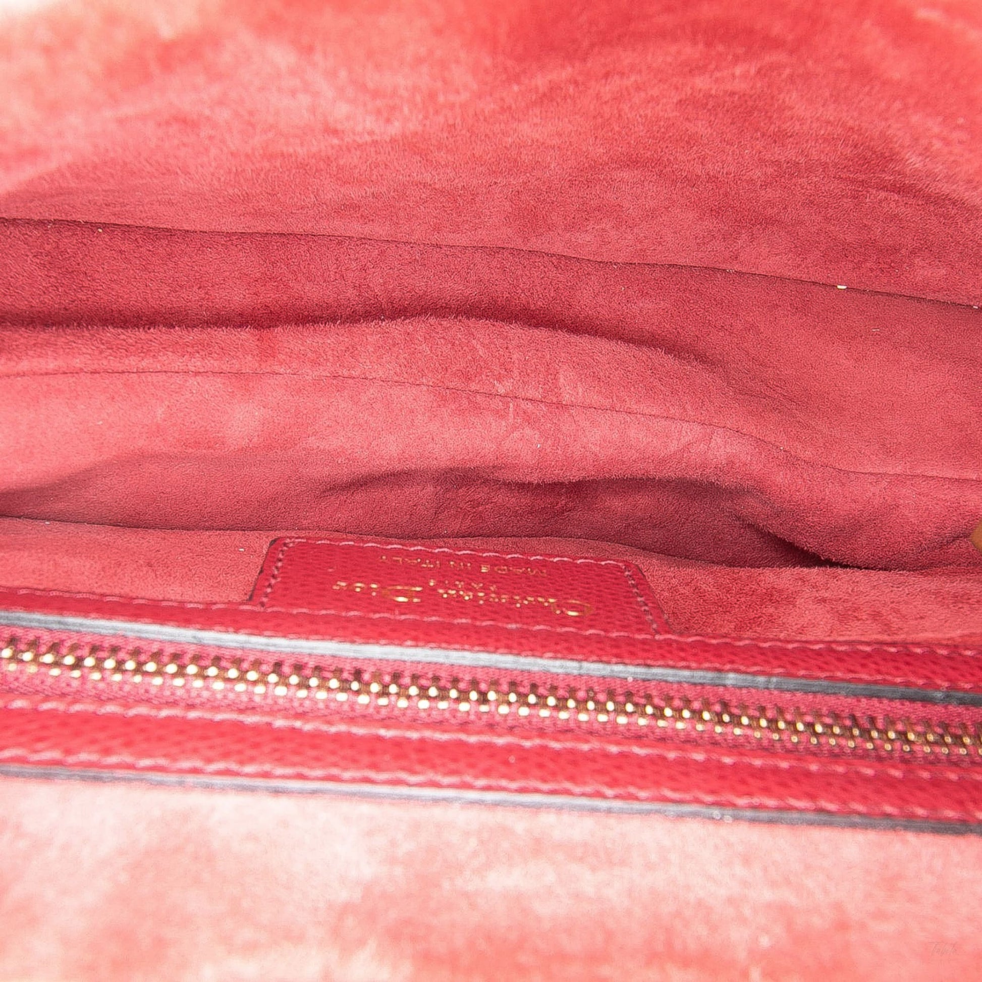 Second hand Dior Saddle Grained Calfskin Leather No Strap Handbag Red - Tabita Bags