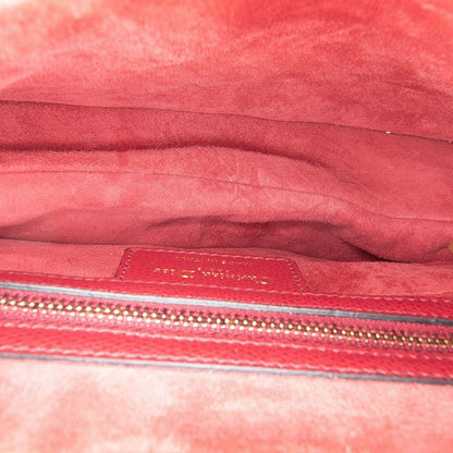 Second hand Dior Saddle Grained Calfskin Leather No Strap Handbag Red - Tabita Bags