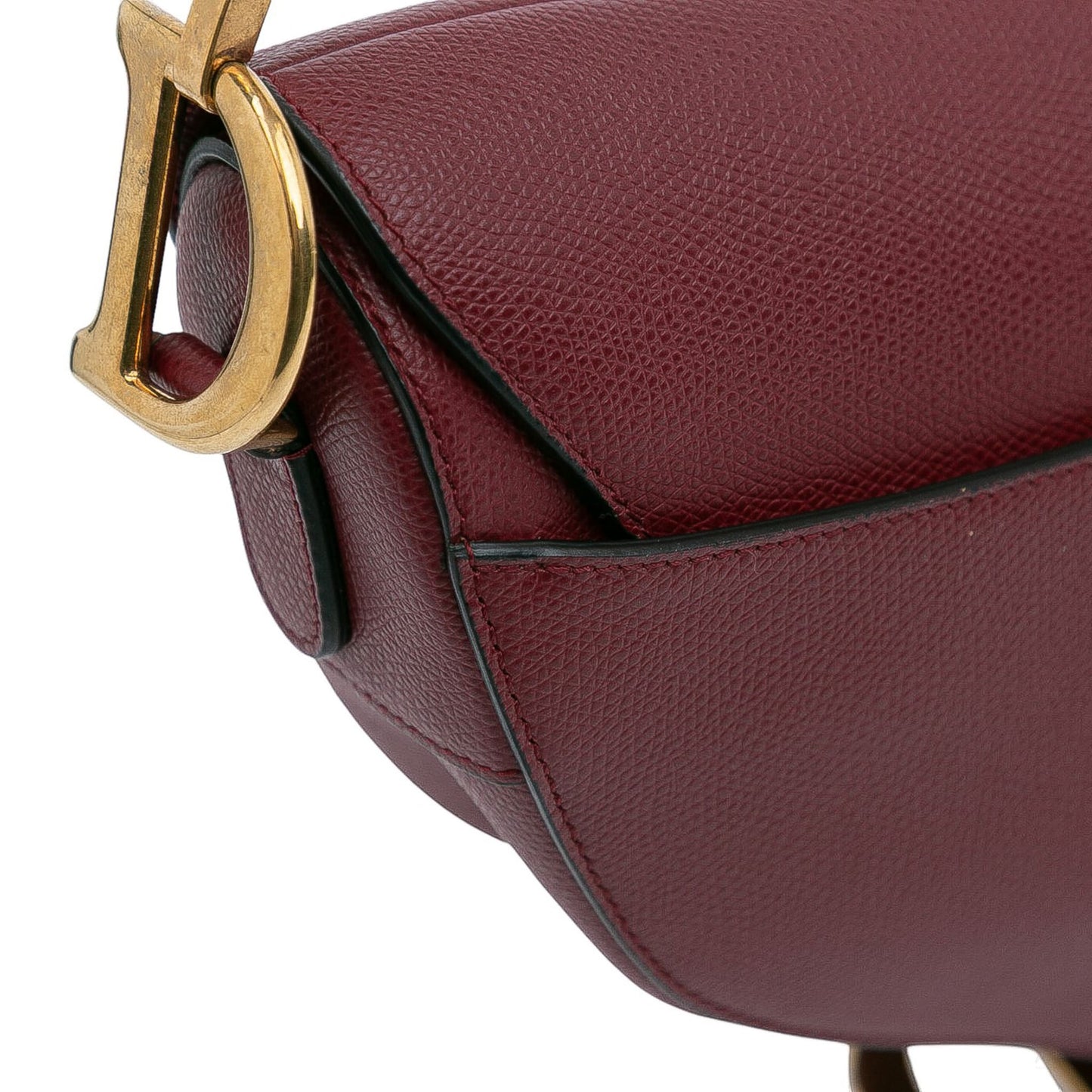 Second hand Dior Saddle Grained Calfskin Leather No Strap Handbag Red - Tabita Bags