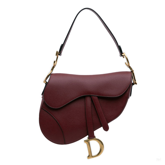 Second hand Dior Saddle Grained Calfskin Leather No Strap Handbag Red - Tabita Bags