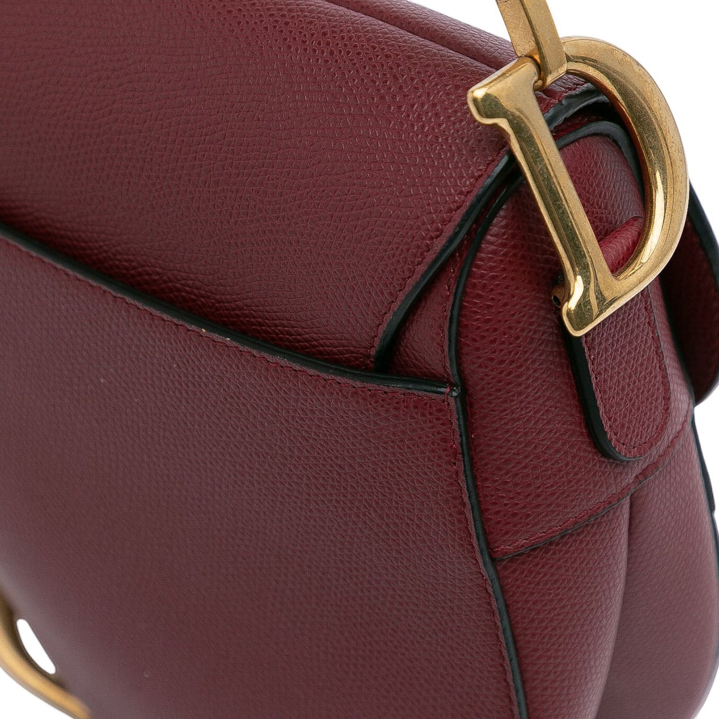 Second hand Dior Saddle Grained Calfskin Leather No Strap Handbag Red - Tabita Bags