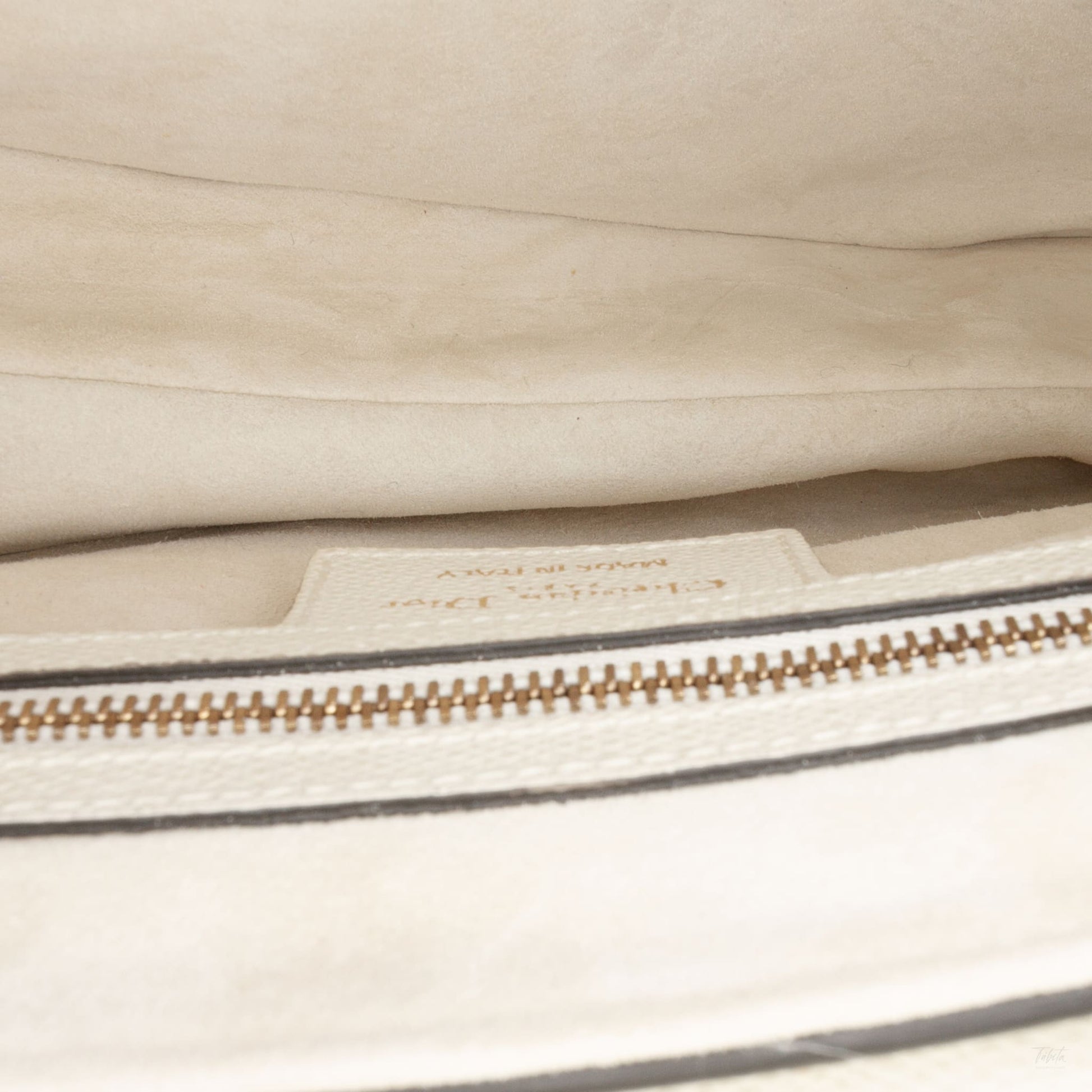 Second hand Dior Saddle Grained Calfskin Leather No Strap Handbag White - Tabita Bags