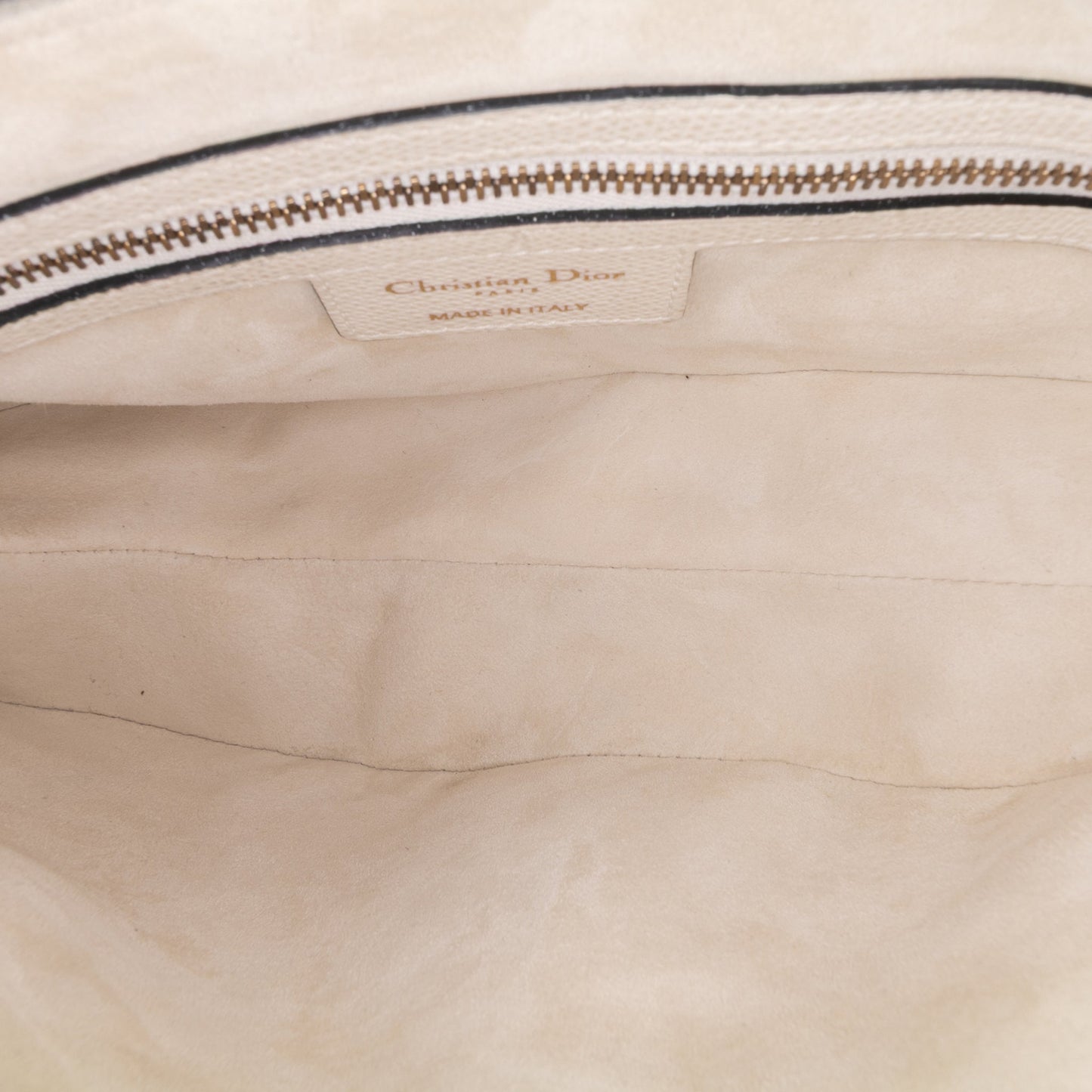 Second hand Dior Saddle Grained Calfskin Leather No Strap Handbag White - Tabita Bags