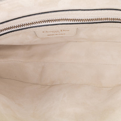 Second hand Dior Saddle Grained Calfskin Leather No Strap Handbag White - Tabita Bags
