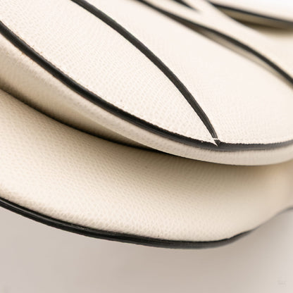 Second hand Dior Saddle Grained Calfskin Leather No Strap Handbag White - Tabita Bags