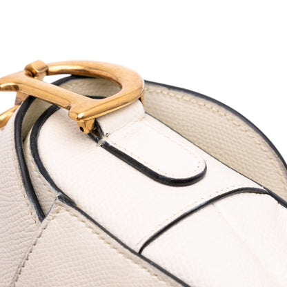 Second hand Dior Saddle Grained Calfskin Leather No Strap Handbag White - Tabita Bags