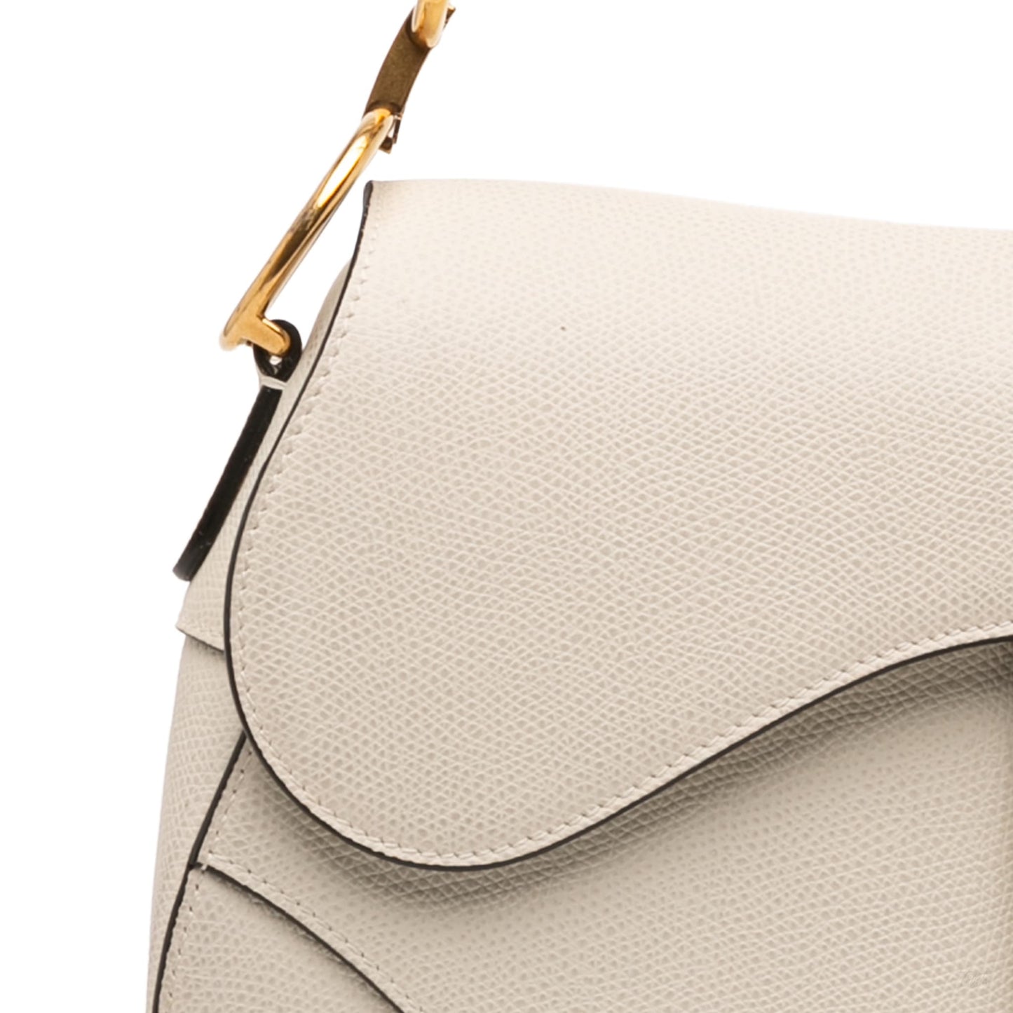 Second hand Dior Saddle Grained Calfskin Leather No Strap Handbag White - Tabita Bags