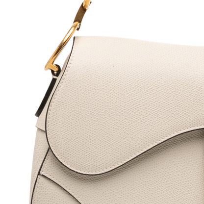 Second hand Dior Saddle Grained Calfskin Leather No Strap Handbag White - Tabita Bags