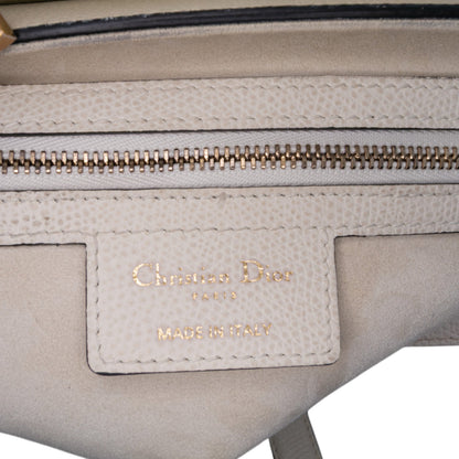 Second hand Dior Saddle Grained Calfskin Leather No Strap Handbag White - Tabita Bags
