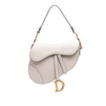 Second hand Dior Saddle Grained Calfskin Leather No Strap Handbag White - Tabita Bags