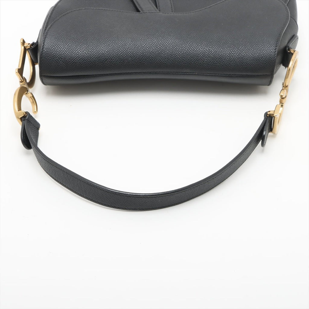 Second hand Dior Saddle Grained Calfskin Leather with Strap Handbag Black - Tabita Bags