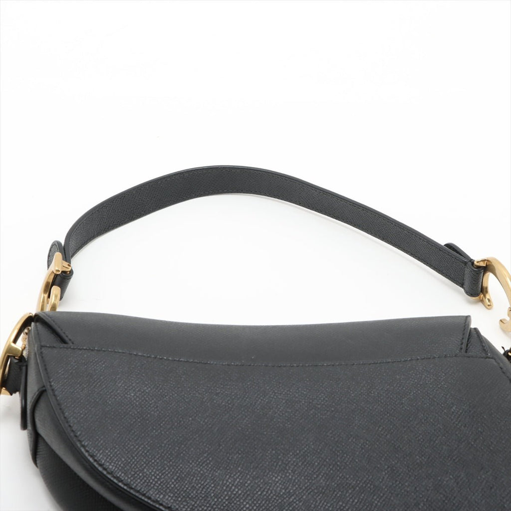 Second hand Dior Saddle Grained Calfskin Leather with Strap Handbag Black - Tabita Bags