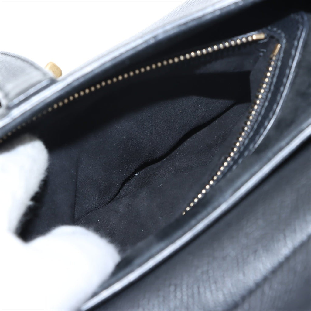 Second hand Dior Saddle Grained Calfskin Leather with Strap Handbag Black - Tabita Bags