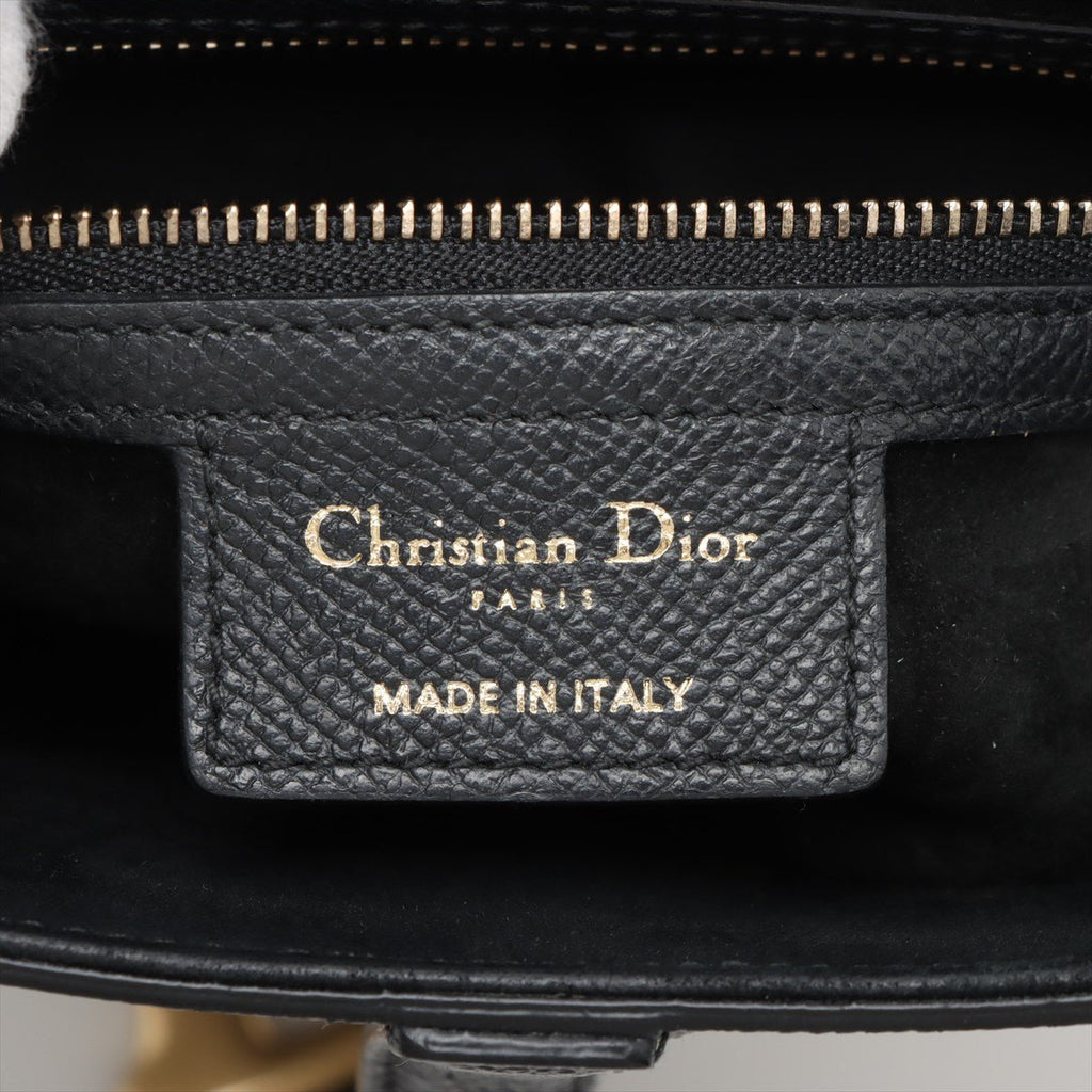 Second hand Dior Saddle Grained Calfskin Leather with Strap Handbag Black - Tabita Bags