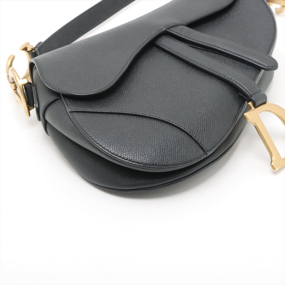 Second hand Dior Saddle Grained Calfskin Leather with Strap Handbag Black - Tabita Bags