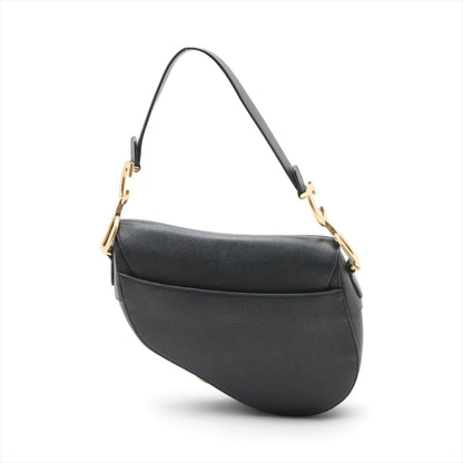 Second hand Dior Saddle Grained Calfskin Leather with Strap Handbag Black - Tabita Bags
