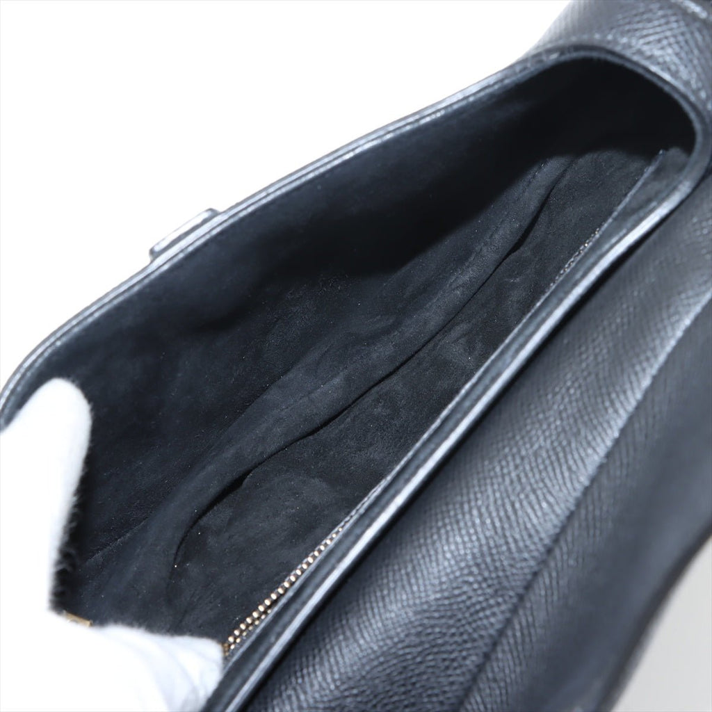 Second hand Dior Saddle Grained Calfskin Leather with Strap Handbag Black - Tabita Bags