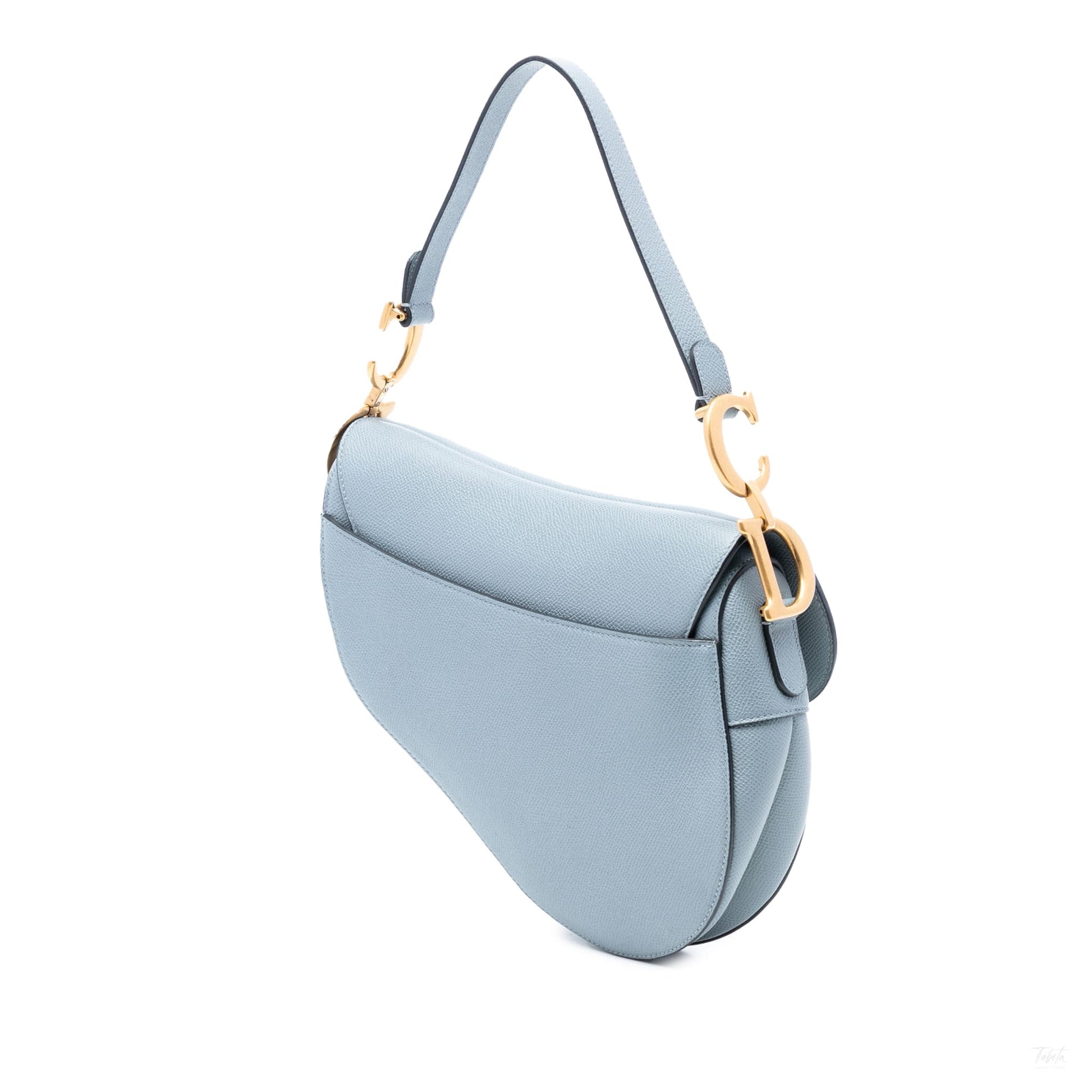 Second hand Dior Saddle Grained Calfskin Leather with strap Handbag Blue - Tabita Bags