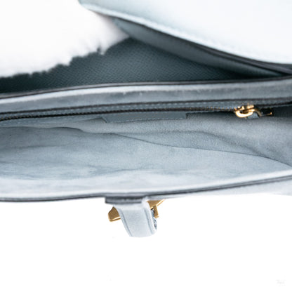 Second hand Dior Saddle Grained Calfskin Leather with strap Handbag Blue - Tabita Bags