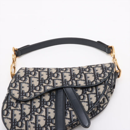 Second hand Dior Saddle Mini Canvas Embroidery Shoulder Bag Blue - Tabita Bags