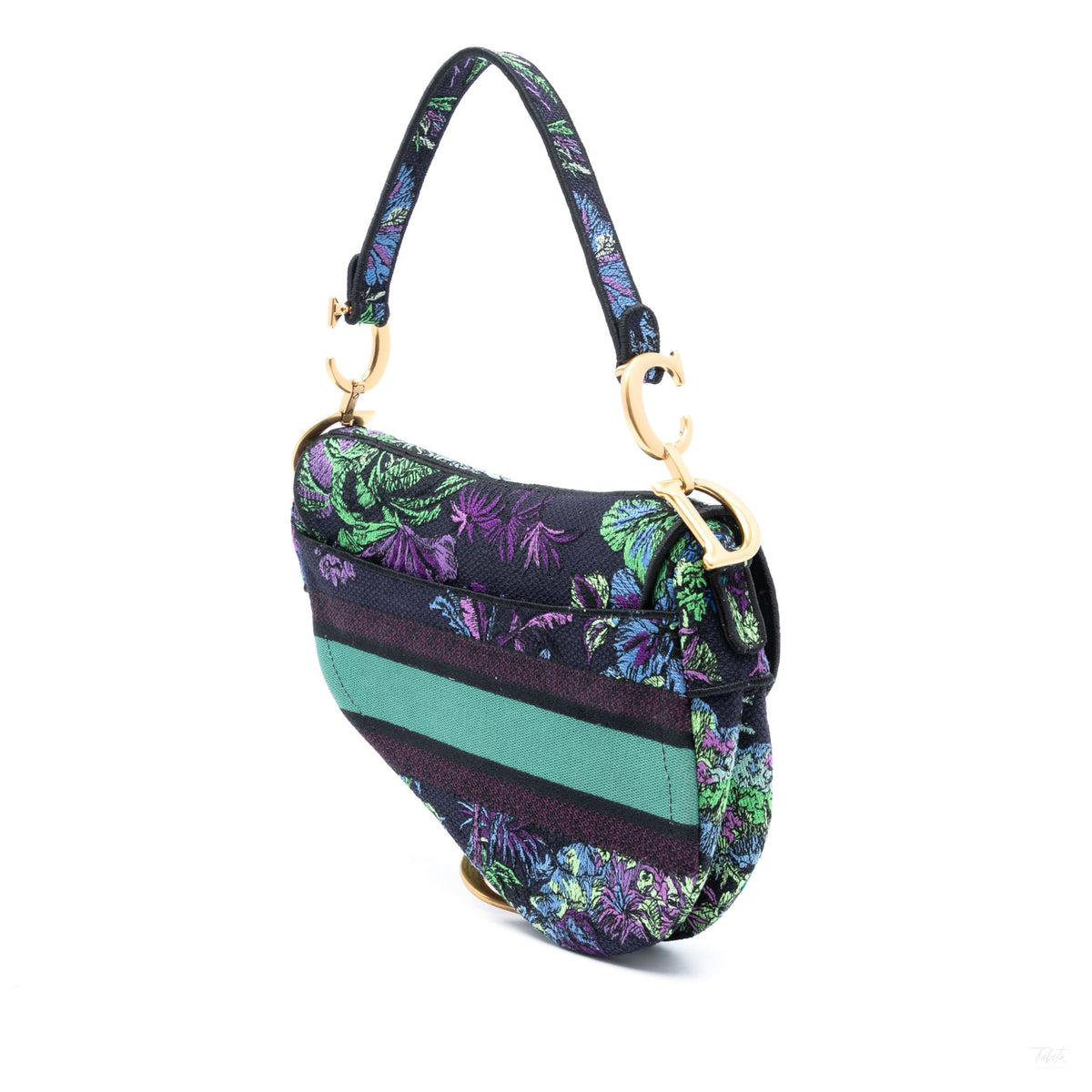 Second hand Dior Saddle Mini Canvas Embroidery Shoulder Bag Blue - Tabita Bags