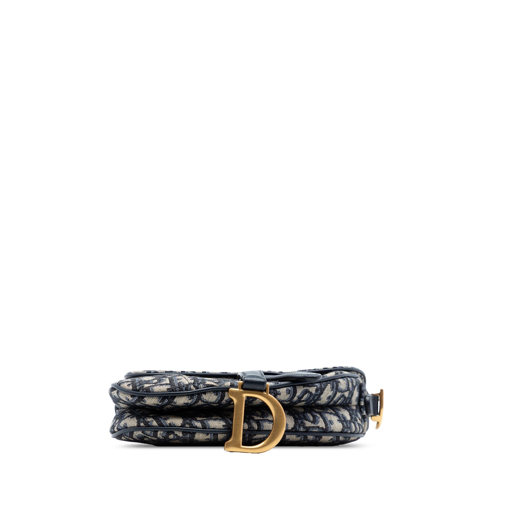 Second hand Dior Saddle Mini Canvas Embroidery Shoulder Bag Blue - Tabita Bags