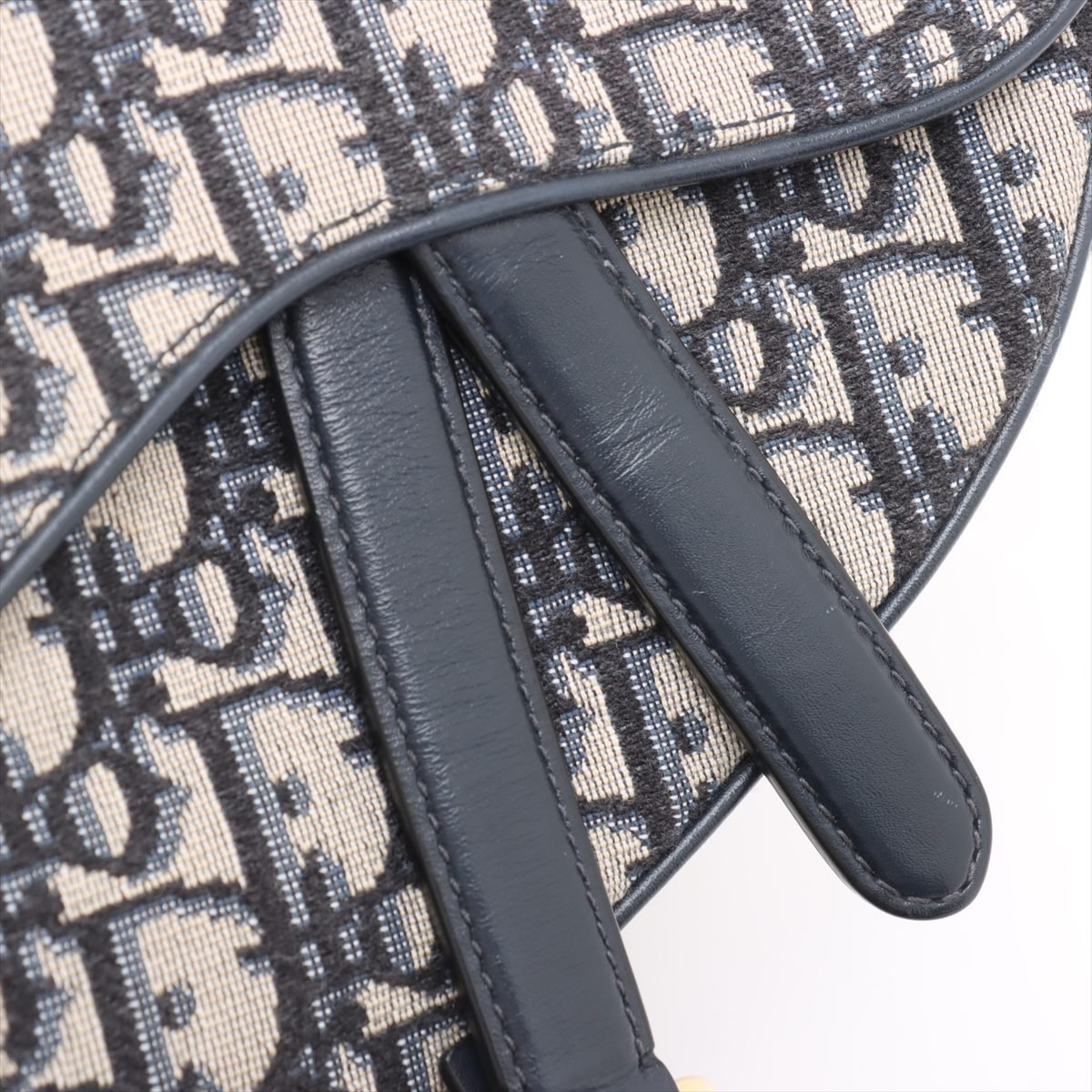 Second hand Dior Saddle Mini Canvas Embroidery Shoulder Bag Blue - Tabita Bags