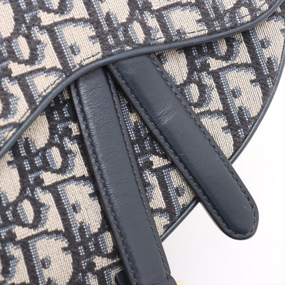 Second hand Dior Saddle Mini Canvas Embroidery Shoulder Bag Blue - Tabita Bags