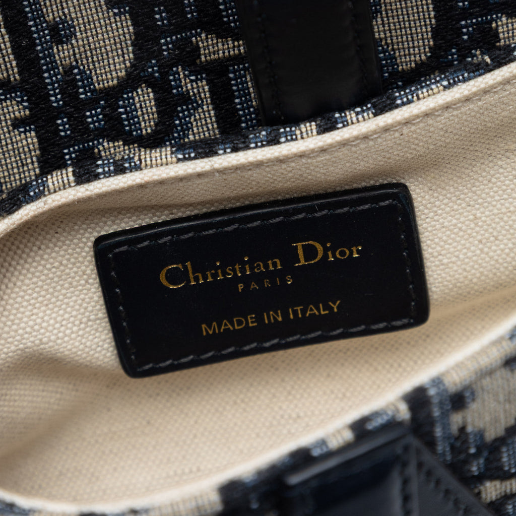 Second hand Dior Saddle Mini Canvas Embroidery Shoulder Bag Blue - Tabita Bags