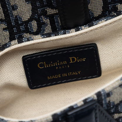 Second hand Dior Saddle Mini Canvas Embroidery Shoulder Bag Blue - Tabita Bags