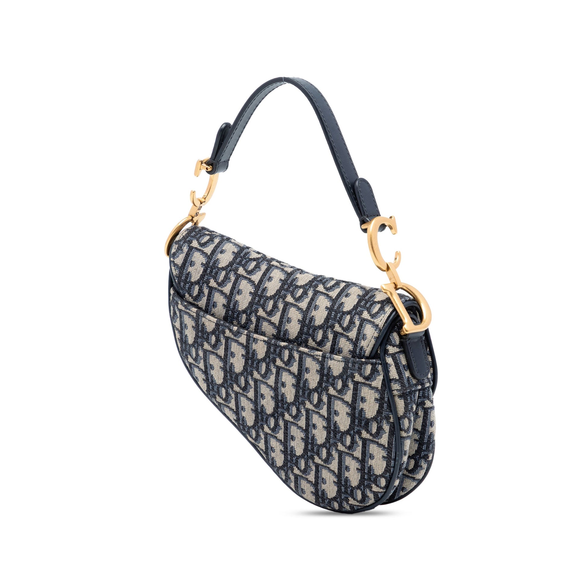 Second hand Dior Saddle Mini Canvas Embroidery Shoulder Bag Blue - Tabita Bags