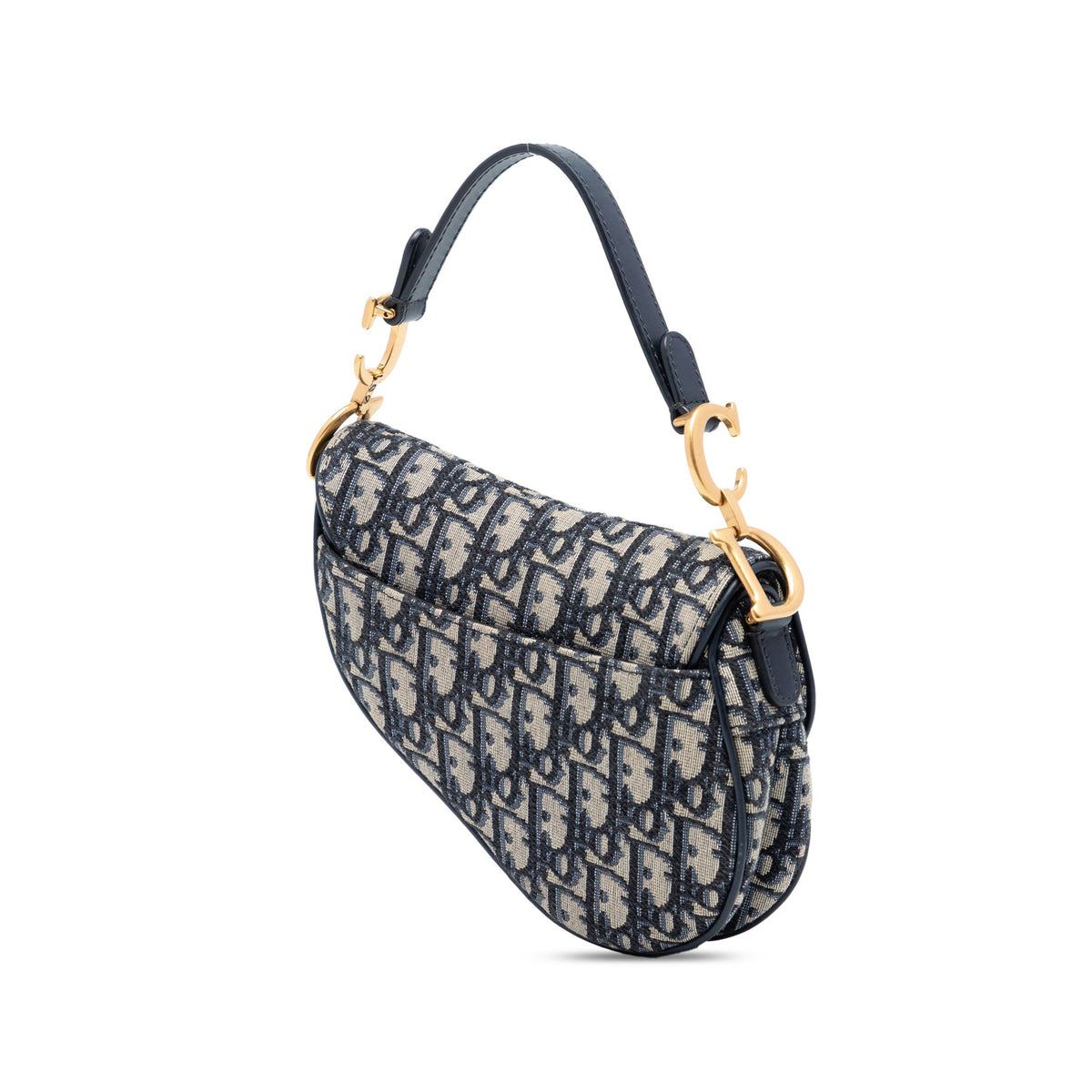 Second hand Dior Saddle Mini Canvas Embroidery Shoulder Bag Blue - Tabita Bags