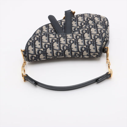 Second hand Dior Saddle Mini Canvas Embroidery Shoulder Bag Blue - Tabita Bags